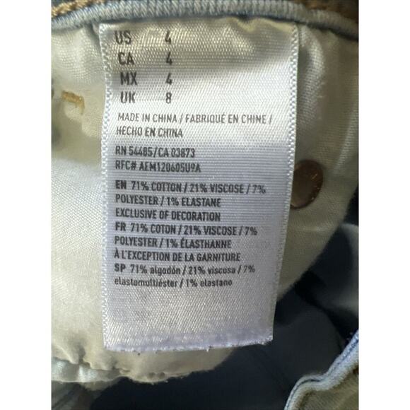 American Eagle Jean Shorts Light Wash Hi Rise Shortie Super Stretch Women Size 4 - Picture 7 of 7